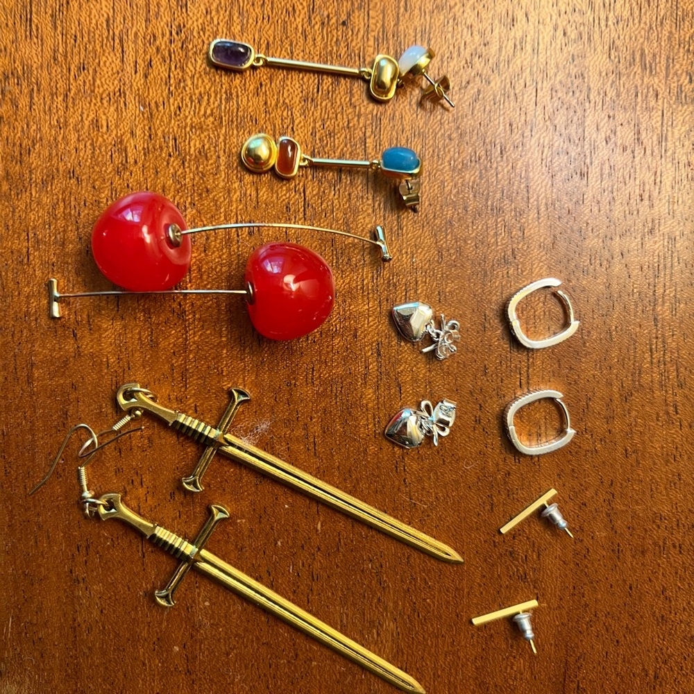 Madewell Earrings Bundle with Red and Gold Accents